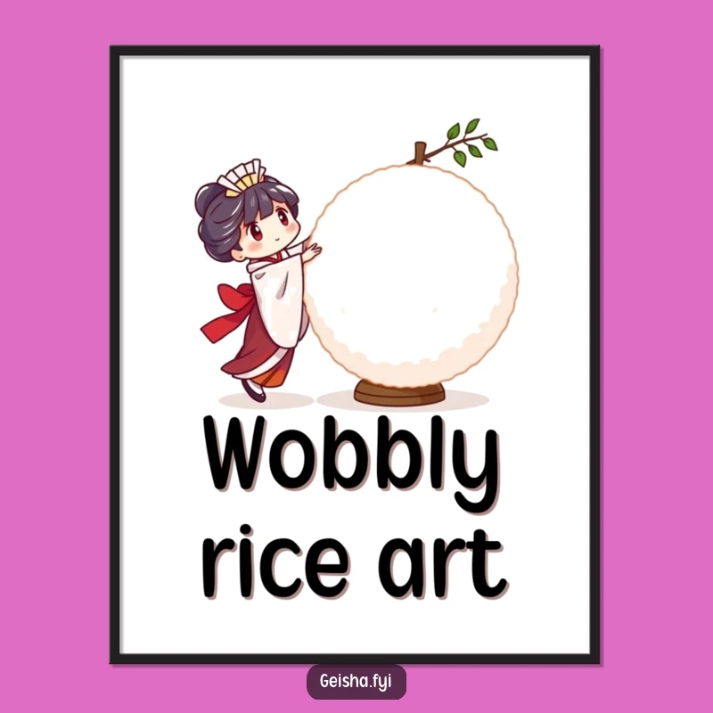 Funny Geisha Rice Ball Digital Art Print - Instant Culinary Comedy, Perfect Funny Gift!