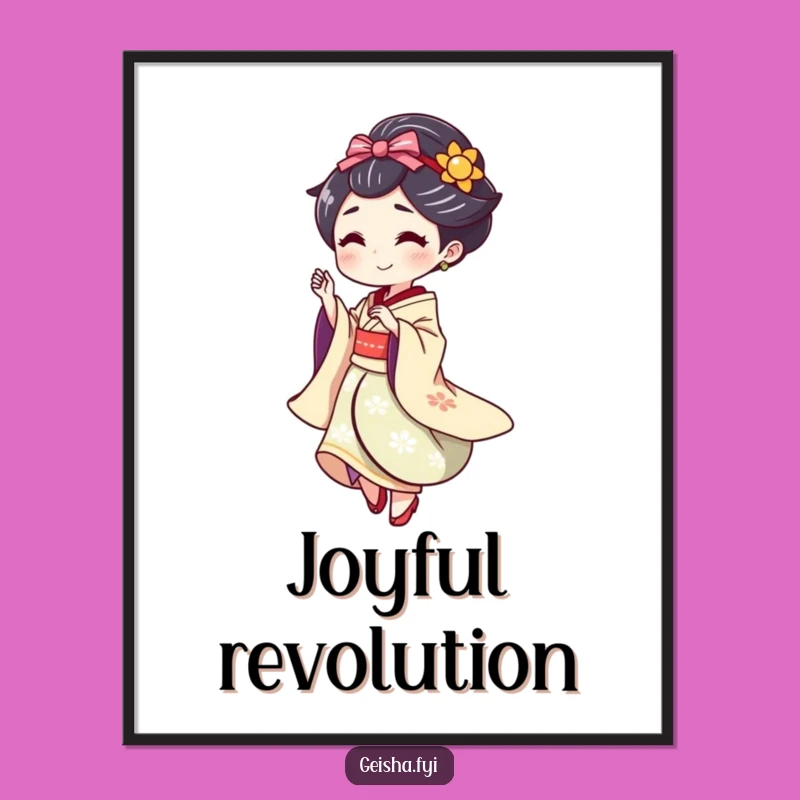 Funny Geisha Spin Digital Art: Customizable Dynamic Decor Gift!