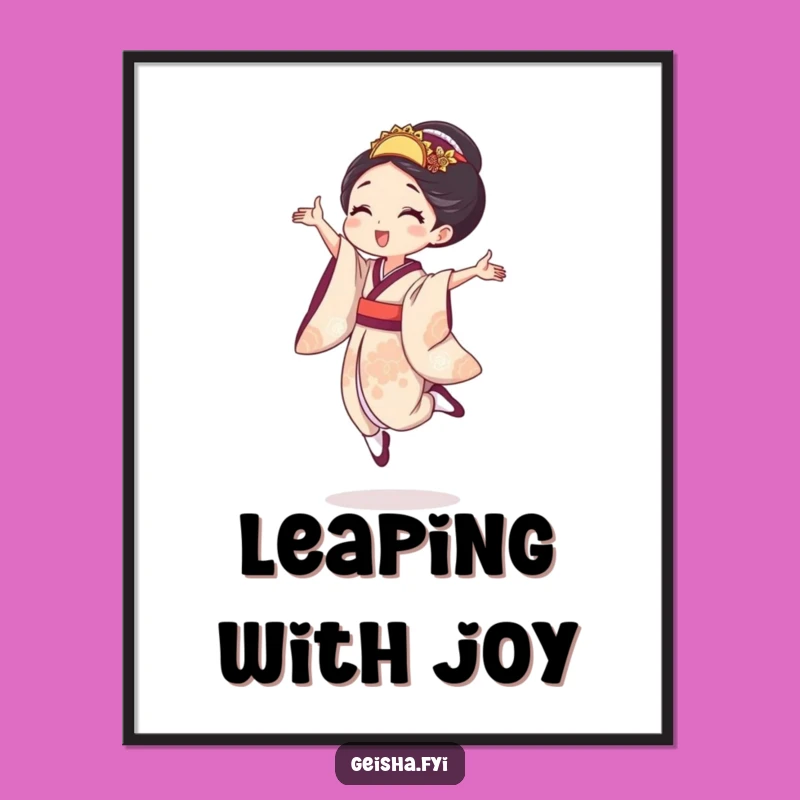 Funny Joyful Geisha Digital Art, Instant Energy and Happiness for Walls