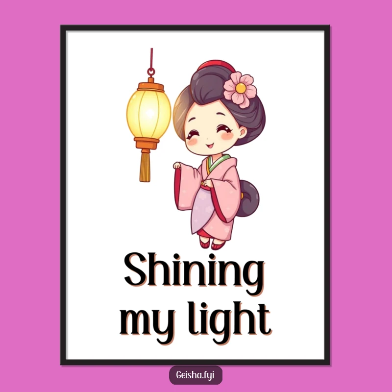 Funny Smiling Geisha Digital Art, Instant Warmth and Light for Your Walls