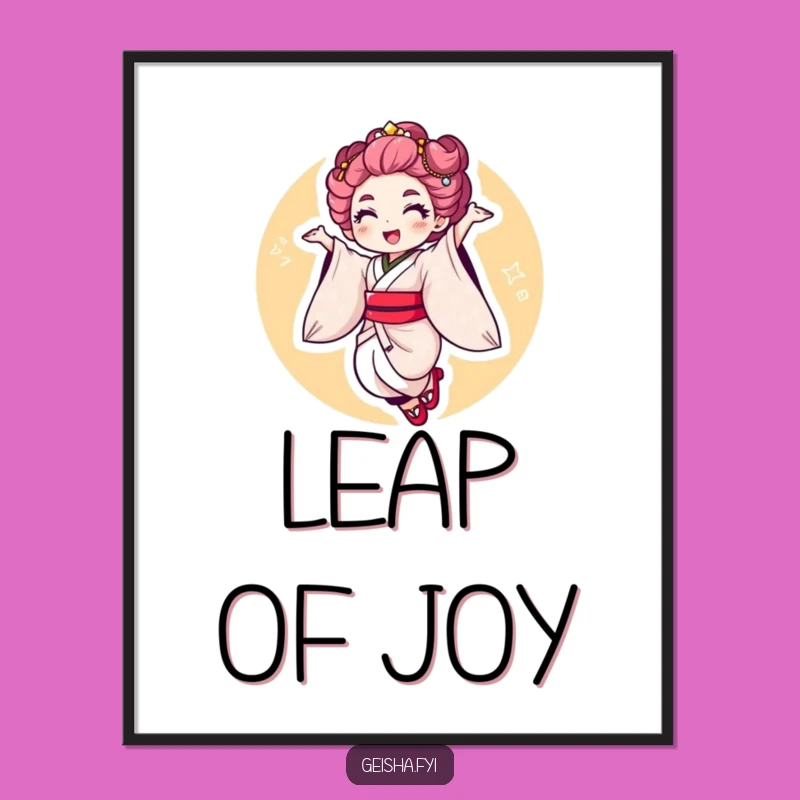 Funny Geisha Jump Digital Art Print - Instant Energetic Decor, Perfect Funny Gift!
