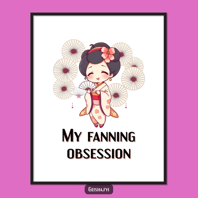 Funny Geisha Fanning Digital Art - Instant Joy for Your Walls!