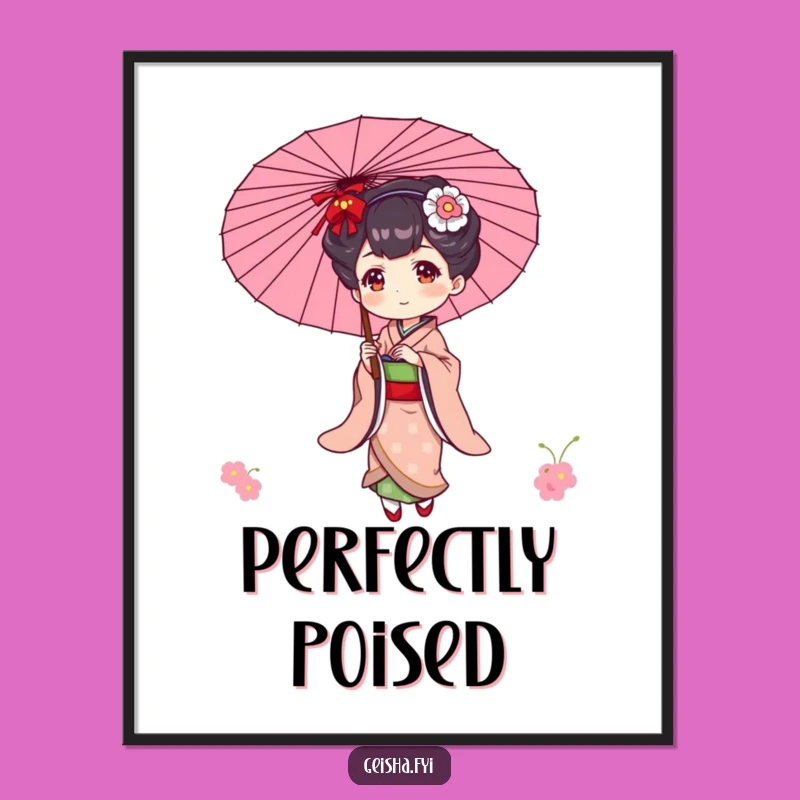 Funny Geisha Digital Art: Printable Elegance for Your Decor