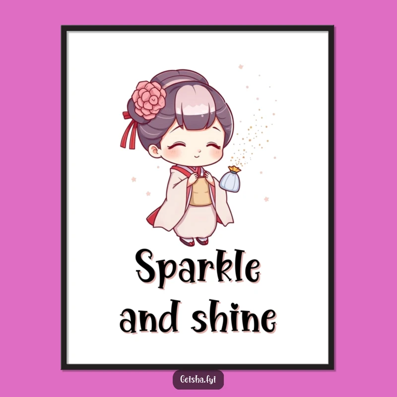 Printable Funny Geisha Glitter Art - Playful Sparkle, Glam Decor, Instant Funny Gift