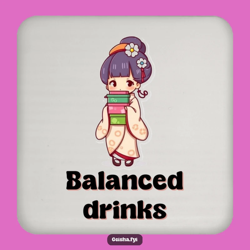 Chic Funny Geisha Box Coasters - Balancing Protection, Colorful Accent, Cute Funny Gift