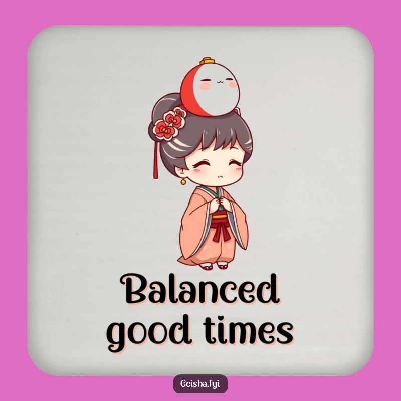 Funny Geisha Daruma Balance Coaster Set: Protect Surfaces with Humor