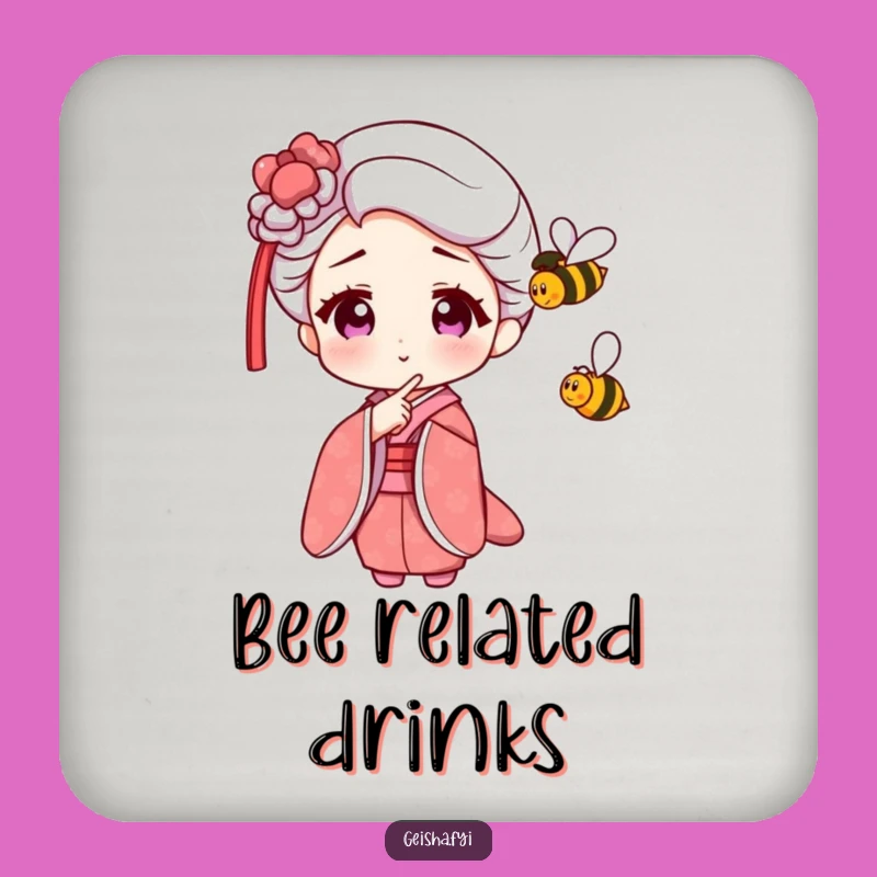 Funny Geisha Bee Coaster Set - Protect Surfaces with Humorous Scene Gift