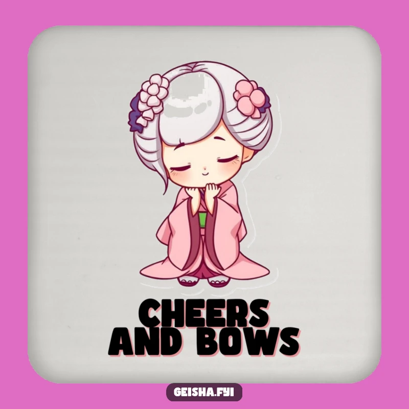 Chic Funny Geisha Bow Coasters - Mischievous Protection, Deep Bow Accent, Cute Funny Gift