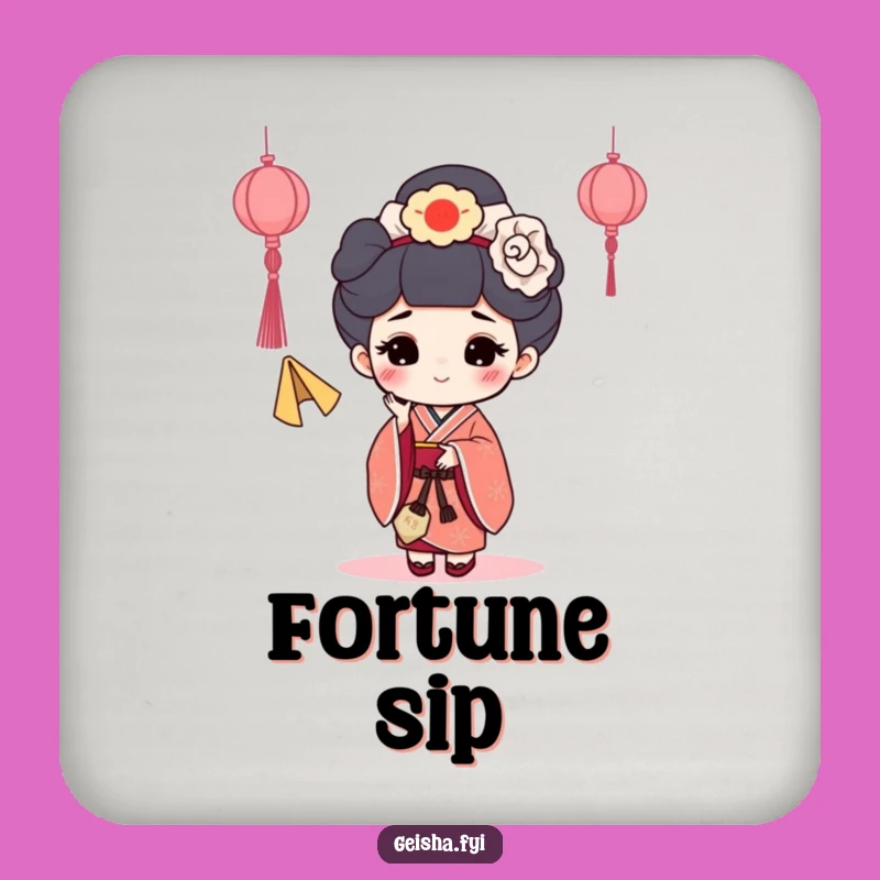 Funny Fortune Cookie Geisha Drink Coasters: Protect Surfaces with a Happy Toss