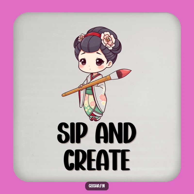 Funny Geisha Art Coasters (Set of 2): Hilarious Painter Gift