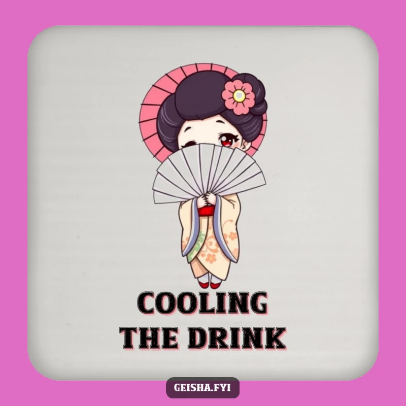 Funny Geisha Fan Coaster Set - Elegant Protection, Playful Fan Design, Chic Funny Gift