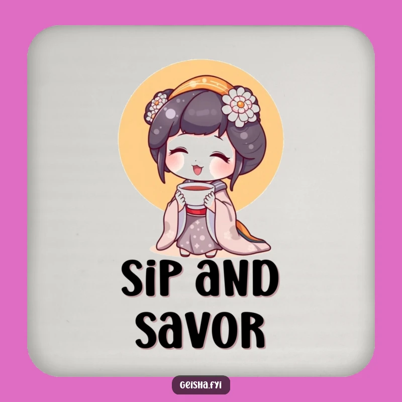 Funny Geisha Teacup Coaster Set: Protect Surfaces with Elegance Gift
