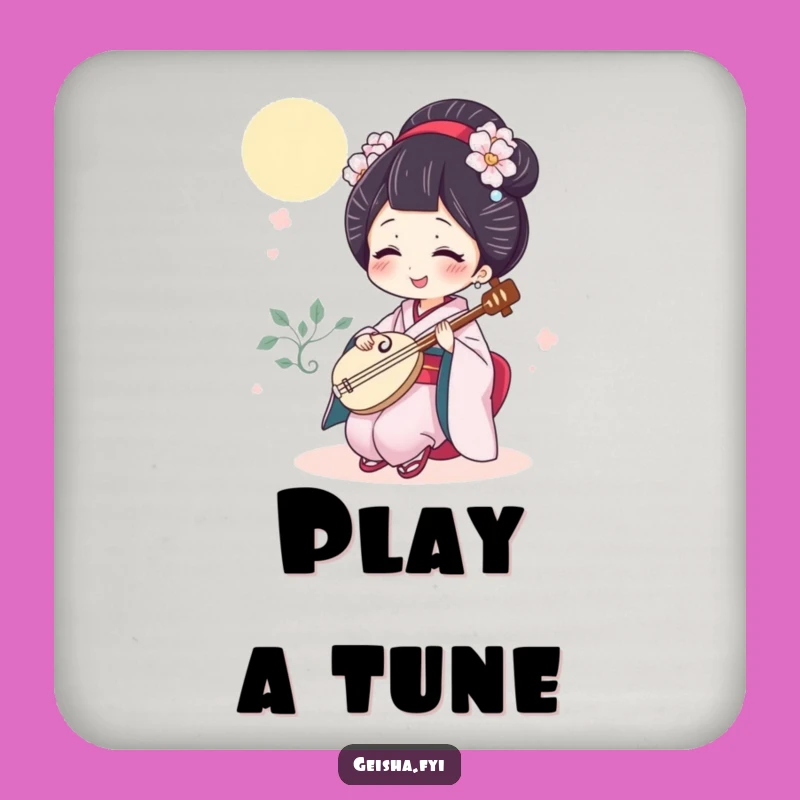 Funny Giggling Geisha Drink Coaster, Protect Surfaces with Musical Humor Humor