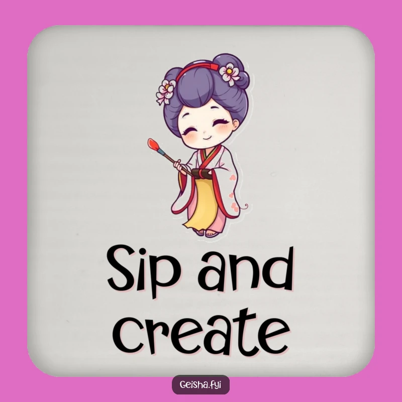 Funny Joyful Geisha Coaster: Artistic Creation, Perfect Art Bar Gift