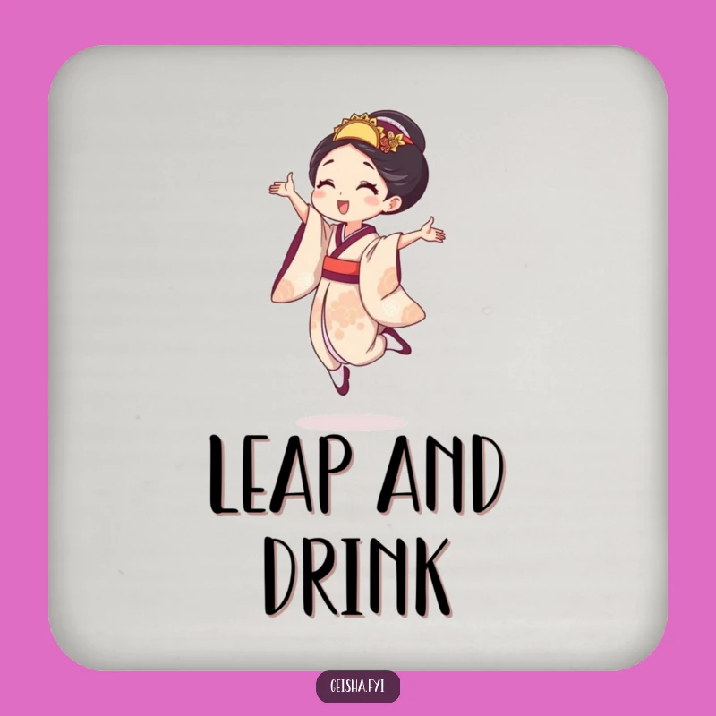 Funny Joyful Geisha Drink Coaster, Protect Surfaces with Playful Energy