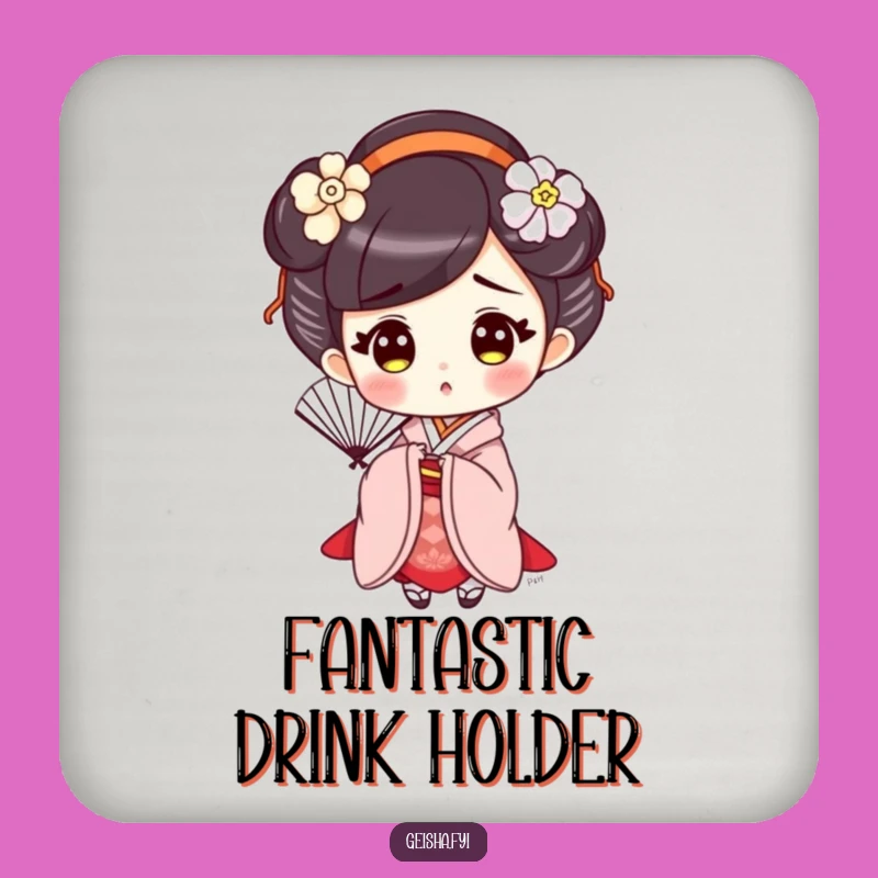 Funny Surprised Geisha Coasters, Elegant Protection, Hilarious Gift