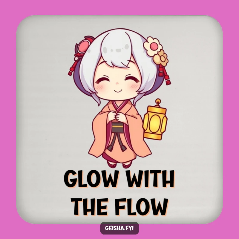Funny Geisha Lantern Coaster: Sip with Warmth and Humor Gift!