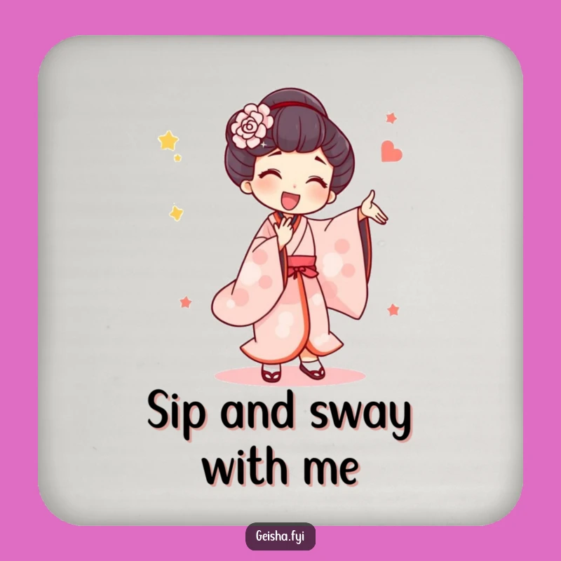 Funny Geisha Silly Dance Drink Coaster: Protect Surfaces with Artistic Whimsy Gift