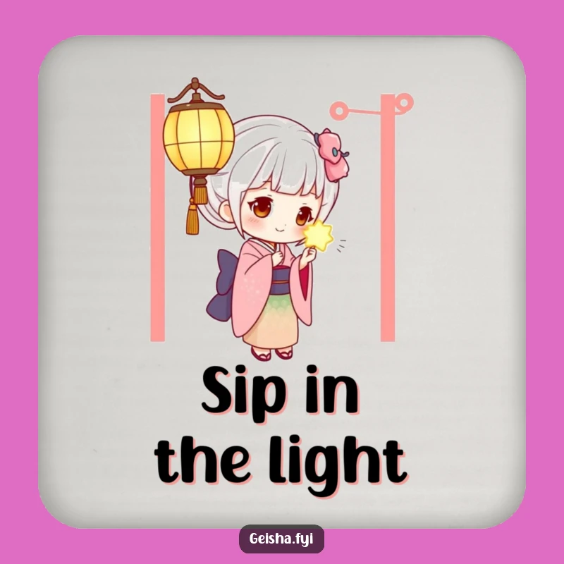 Funny Geisha Coaster: Protect Surfaces with Curious Lantern Art