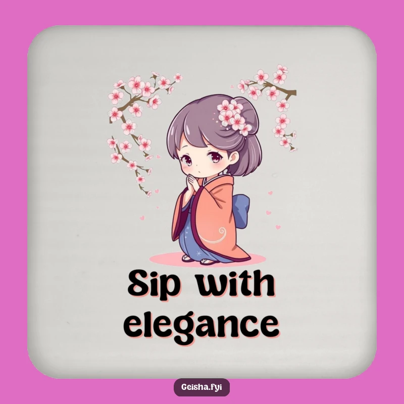 Elegant Geisha Bowing Coaster: Serene Protection, Cherry Blossom Decor Gift