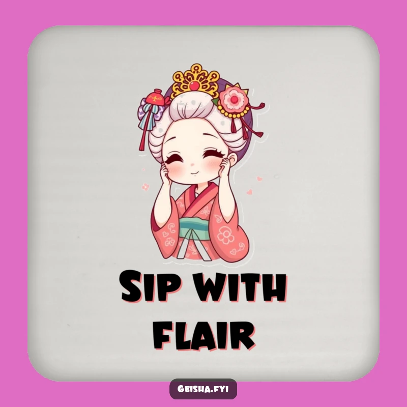 Funny Geisha Hair Coaster: Protect Surfaces With Ornate Charm