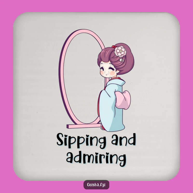 Funny Geisha Mirror Coasters: Protect Surfaces with Humorous Self-Love