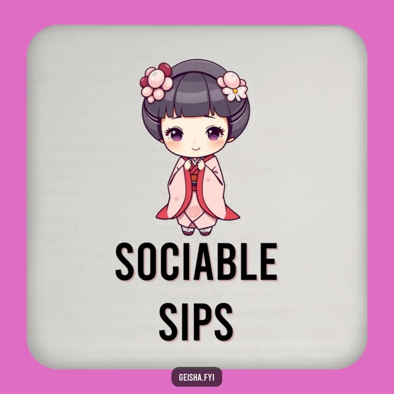 Funny Geisha Bowing Coasters: Protect Surfaces with Grace and Cheerful Humor