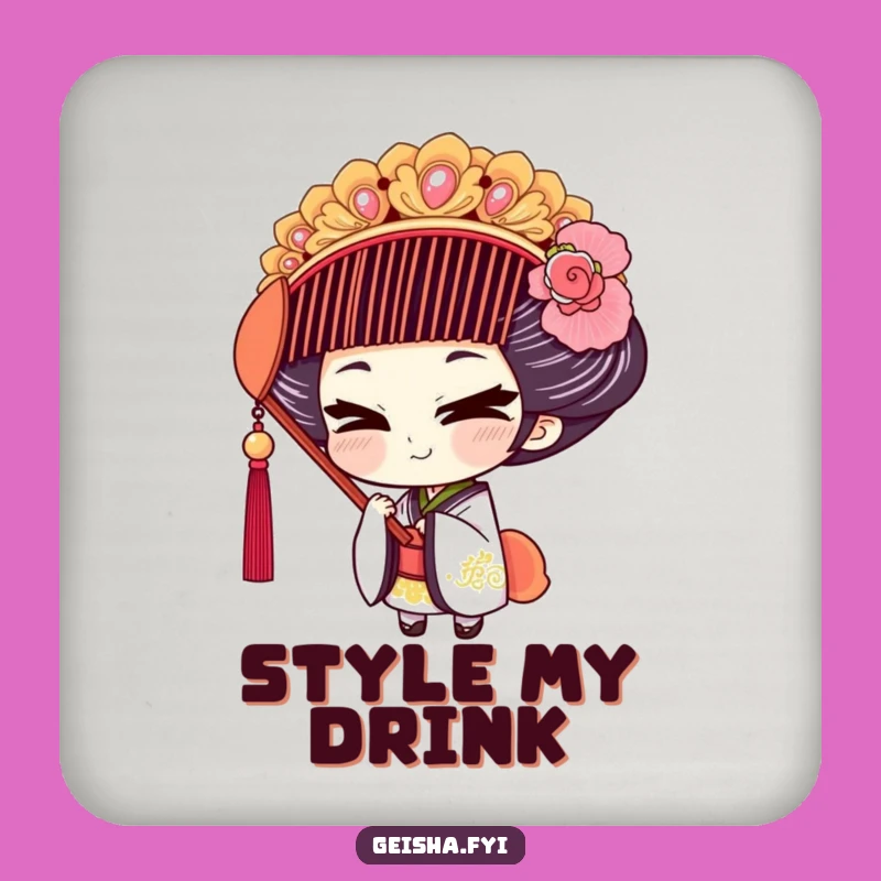 Funny Geisha Comb Coaster Set: Protect Surfaces with Playfulness Gift