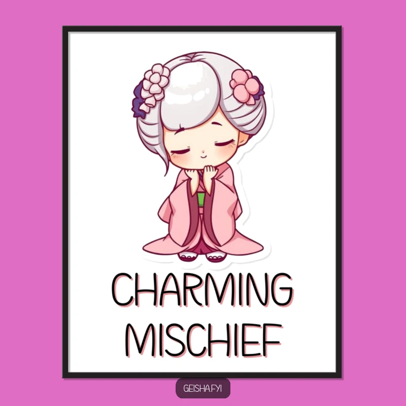 Amusing Funny Geisha Bow Poster - Mischievous Art, Deep Bow Decor, Perfect Funny Gift