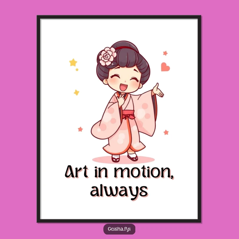 Funny Geisha Silly Dance Poster: Vibrant Art for a Playful, Elegant Space Gift