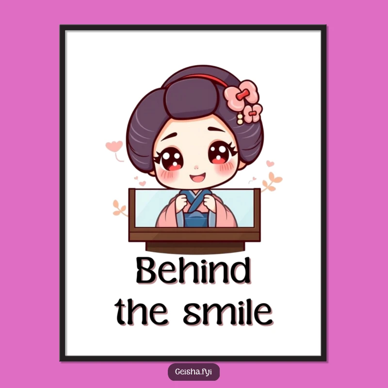 Funny Geisha Poster: Giggling Peek Art for Elegant Spaces