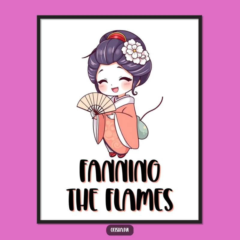 Funny Delighted Geisha Art Poster, Elegant Joy for Your Walls