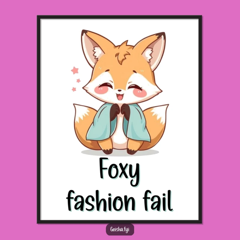Funny Delighted Fox Silk Sleeve Poster: Whimsical Wall Art