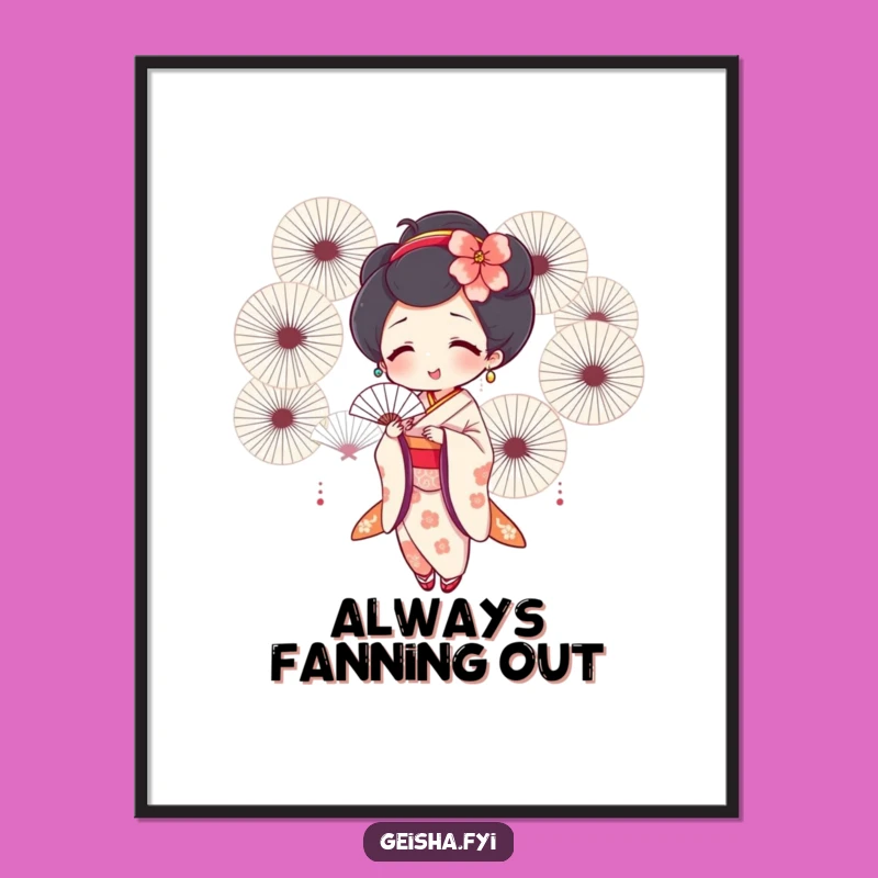 Funny Geisha Fanning Poster - Joyful Art for Your Walls!