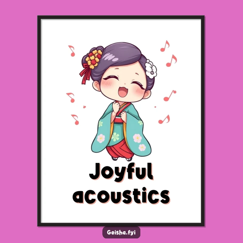 Funny Geisha Singing Delight Poster: Artful Music for Your Walls