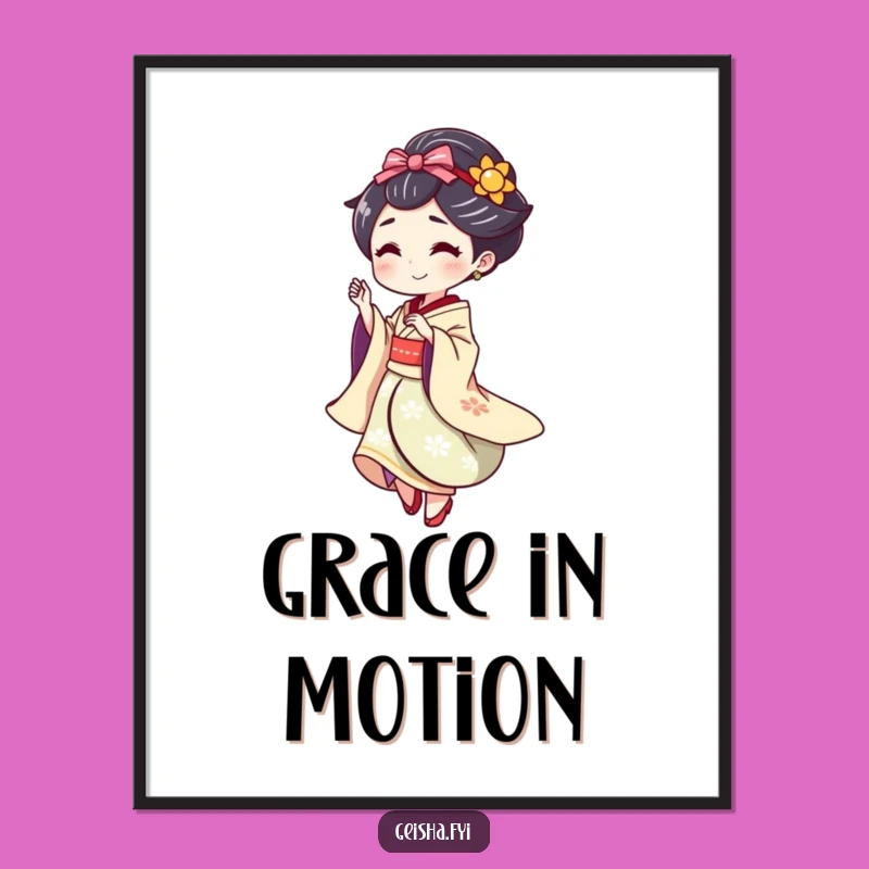 Funny Geisha Spin Poster: Dynamic Art, Humorous Decor Gift!