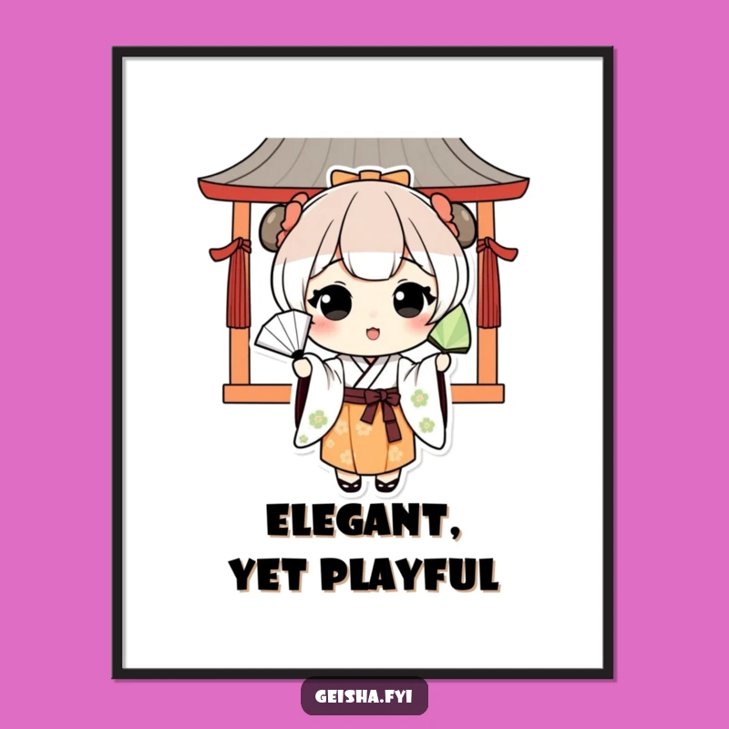 Funny Kawaii Japanese Character Fan Toss Poster - Playful Cultural Wall Art Gift