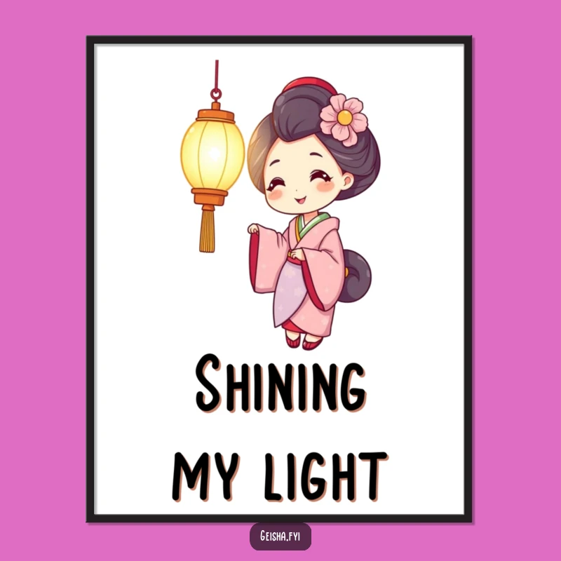 Funny Smiling Geisha Art Poster, Illuminate Your Space with Warmth