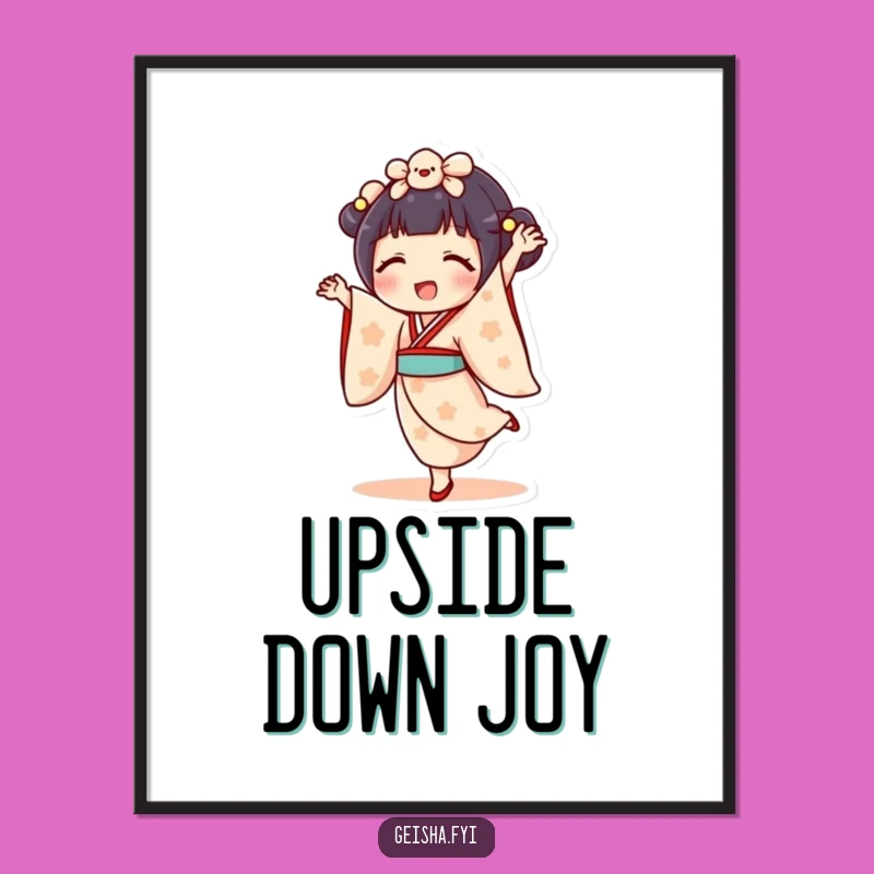 Funny Geisha Doll Cartwheel Poster - Delighted Wall Art Gift