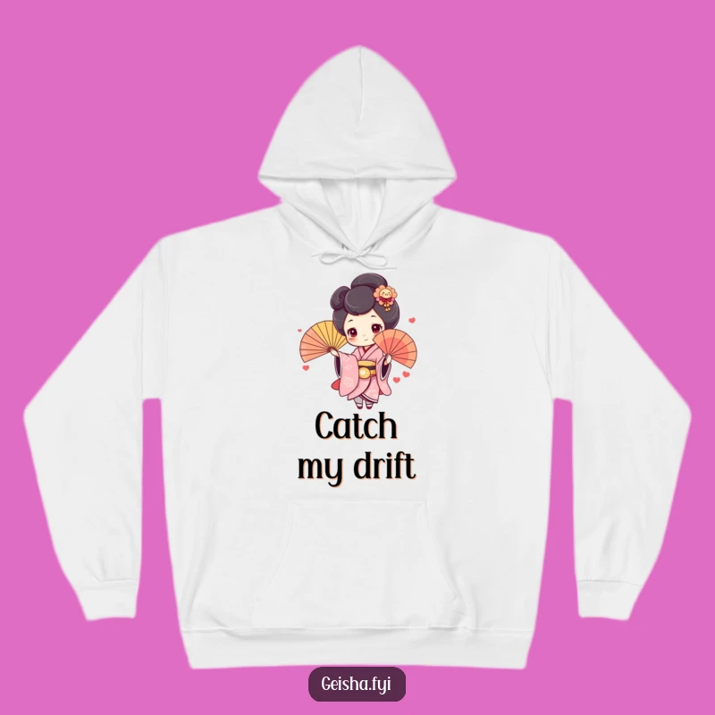 Funny Geisha Fan Hoodie: Cozy Rosy Cheeks Character, Perfect Humorous Gift