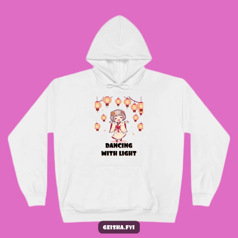 Funny Geisha Hoodie - Cozy Dance with Paper Lantern Glow