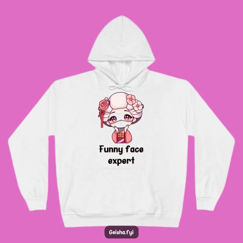 Cozy Funny Geisha Mask Face Hoodie - Embrace Playful Mystery!