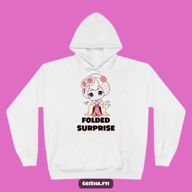 Funny Geisha Hoodie - Cozy Surprise with Cute Origami Crane