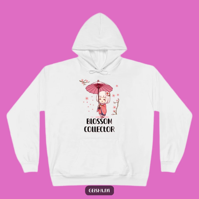 Funny Geisha Umbrella Cherry Blossom Hoodie - Cozy Giggling Wear