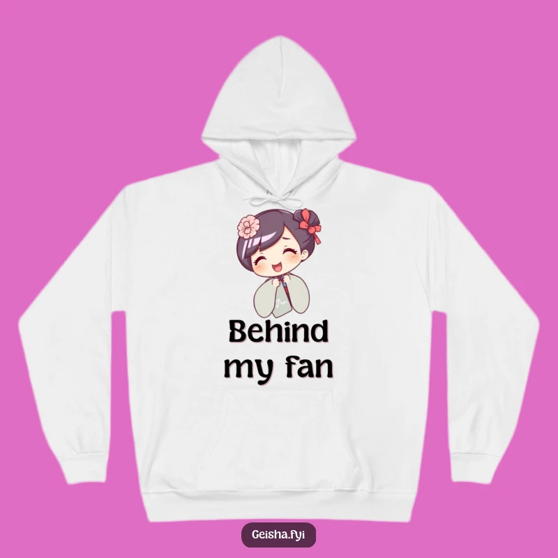 Funny Giggling Geisha Hoodie: Cozy Playful Fan Hiding Comfort Gift