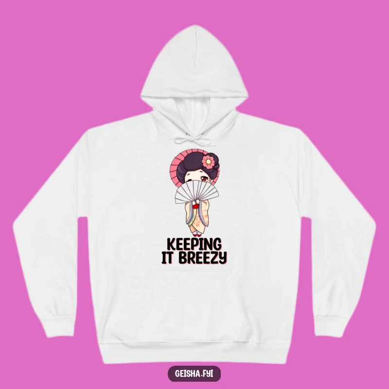 Cozy Funny Geisha Fan Hoodie - Elegant Character, Playful Fan, Ultimate Funny Gift