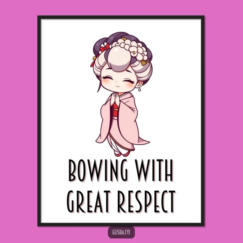 Funny Geisha Bow Free Printable Wall Art - Humorous Japanese Art Downloadable Gift