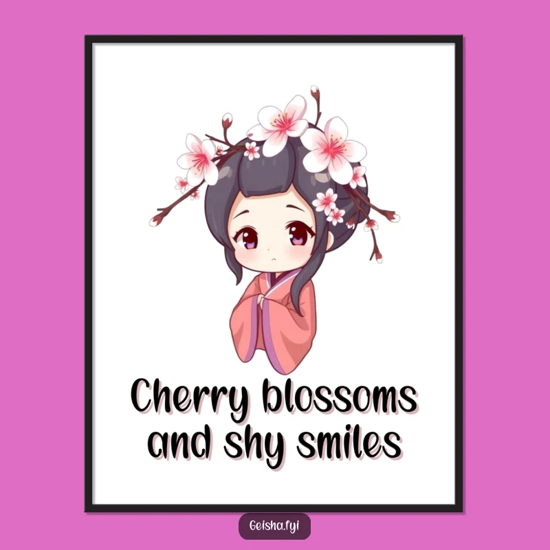 Funny Free Printable Wall Art: Shy Geisha Peeking, Delicate Downloadable Decor for Calm
