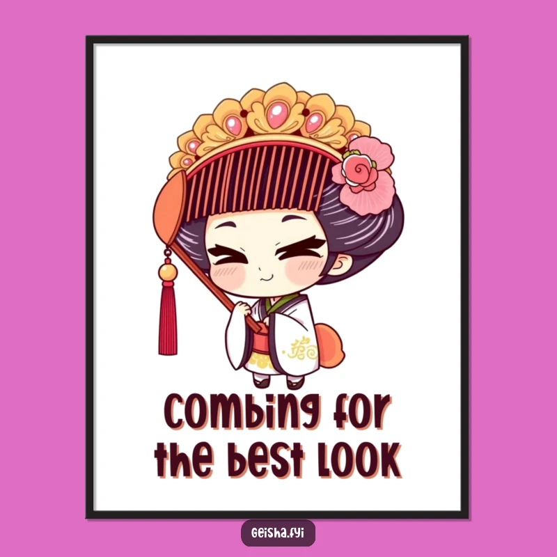 Free Printable Geisha Wall Art: Mischievous Comb Style, Humorous Download