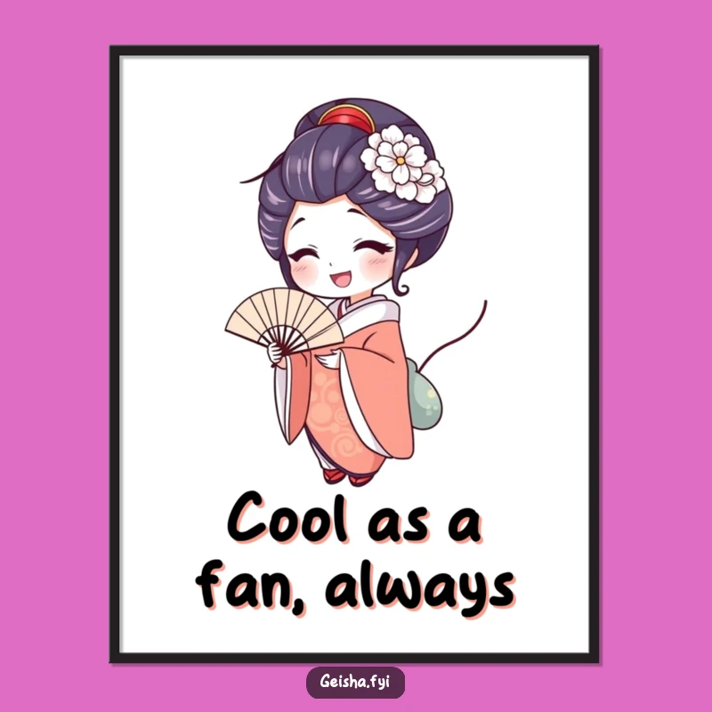 Funny Free Printable Geisha Fan Wall Art - Downloadable Humorous Art